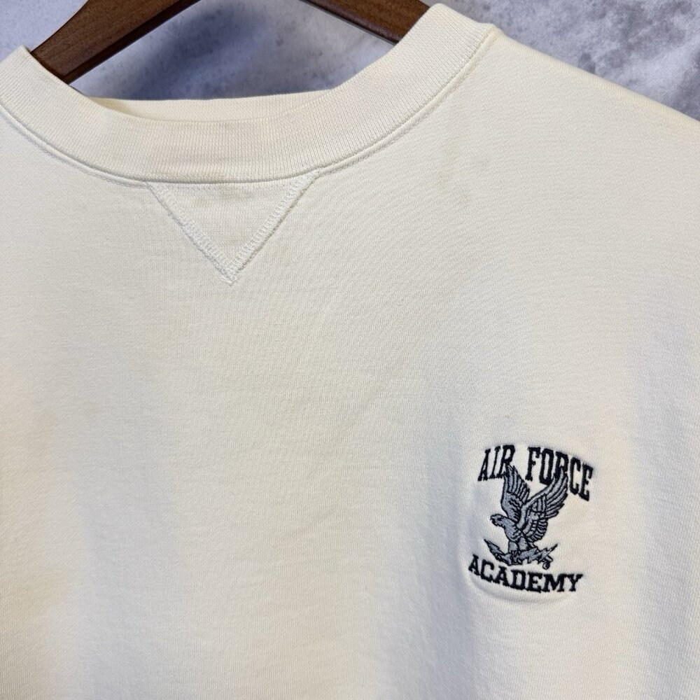 Vintage Air Force Academy Sweatshirt Mens Large White Crew Neck Logo